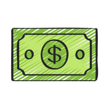 Doları Not düz vektör simgesi