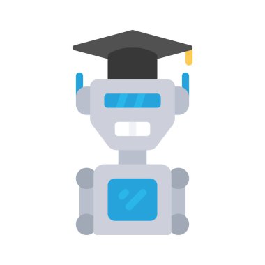 Robot Öğrenci Web simgesi vektör illüstrasyonu