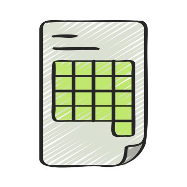 Hesap tablosu belgesi simgesi, vektör illüstrasyonu 