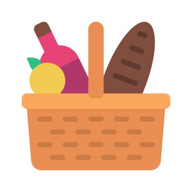 Yiyecek izole edilmiş ikonu olan piknik sepeti