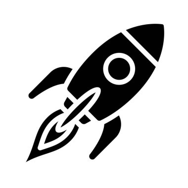 Uçan Uzay Roketi simgesi, vektör illüstrasyonu  