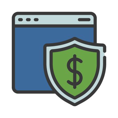 Web sitesi Para Koruma simgesi, vektör illüstrasyonu