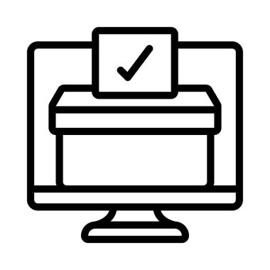 Bilgisayar Çevrimiçi Oylama simgesi, vektör illüstrasyonu 