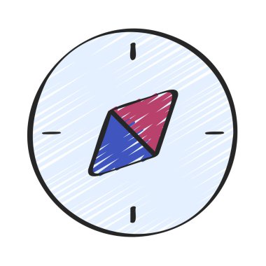 Beyaz arka plan üzerinde pusula simgesini vektör çizim