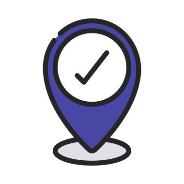 Onaylanmış Konum ikonu vektör illüstrasyonu 