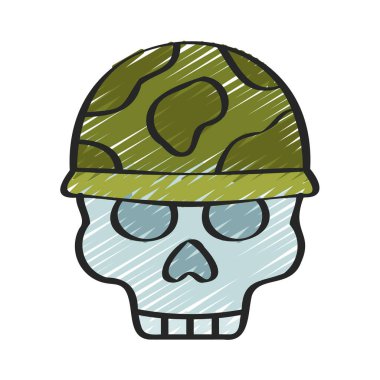 Ordu miğferli karikatür kafatası  