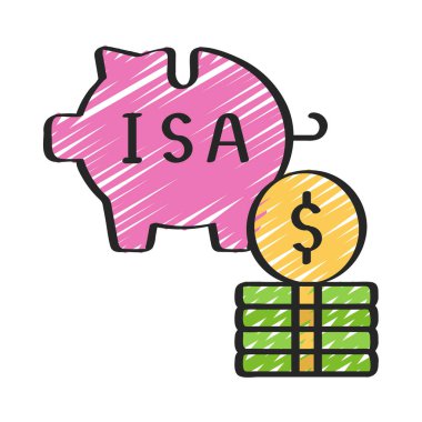 Cash ISA web simgesi vektör illüstrasyonu