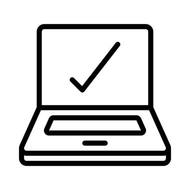 Onaylanmış Laptop simgesi, vektör illüstrasyonu 