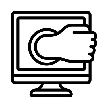 Bilgisayar Çıkış Kol simgesi, vektör illüstrasyonu 