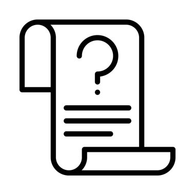 Soru Betiği Belgesi simgesi, vektör illüstrasyonu 