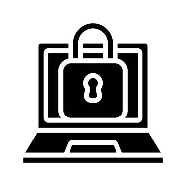 Laptop Kilit simgesi, vektör illüstrasyonu 