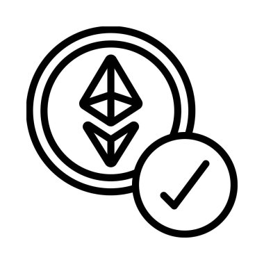  Ethereum madeni para düz simgesi beyaz arkaplan, vektör, illüstrasyon izole