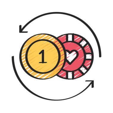 Bozuk paraları ve Chips web simgesi vektör resimlemesini değiştir