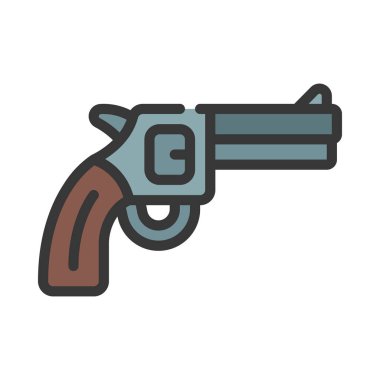 Revolver Tabancası Web simgesi vektör illüstrasyonu