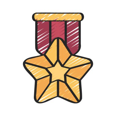 Yıldız Madalyası Vektör Simgesi Tasarımı