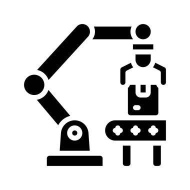 Robot Kolu Assembly ikon vektör illüstrasyonu 