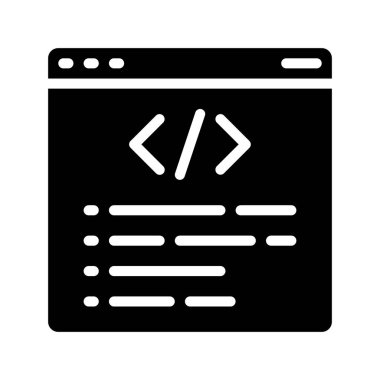 Web kodlama simgesi, vektör illüstrasyonu programlama     