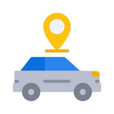 Araba konumu simgesi, vektör illüstrasyonu. Otomobil Gezintisi