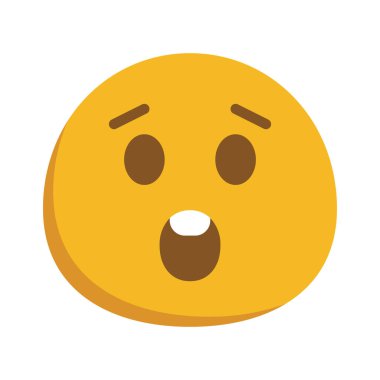Şok olmuş emoji düz stil duygu simgesi                        