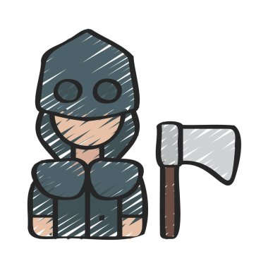 Ortaçağ İnfazcısı Web simgesi vektör illüstrasyonu