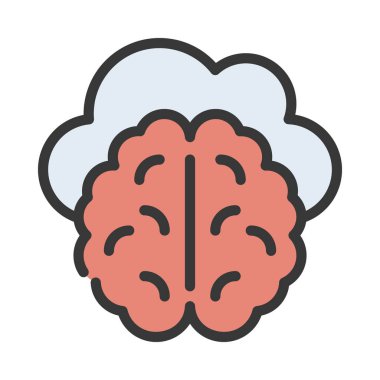 Beyin simgesi, vektör illüstrasyonu basit tasarım