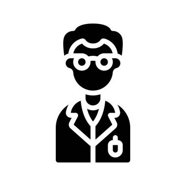 Erkek Bilim Adamı Web simgesi vektör illüstrasyonuName