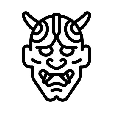 Samuray İblis Maskesi Web simgesi vektör illüstrasyonu