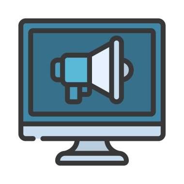 Bilgisayar Pazarlama simgesi, vektör illüstrasyonu 