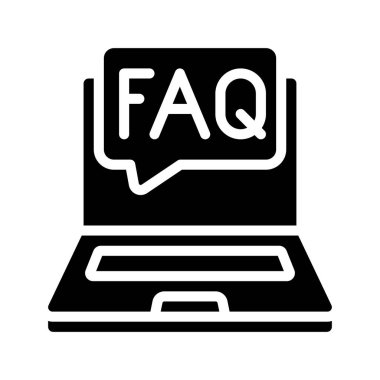 SSS İleti Laptop simgesi, vektör illüstrasyonu 