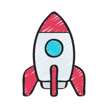 Uzay roketi simgesi, vektör çizimi  