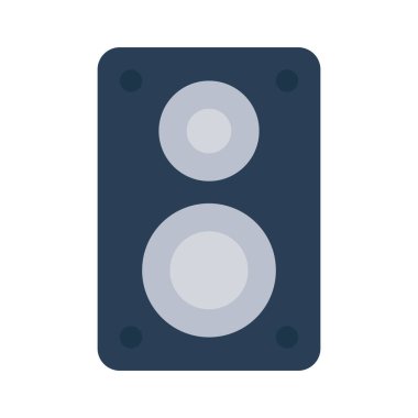 Beyaz arkaplan, vektör, illüstrasyon üzerinde izole müzik hoparlörü düz simgesi