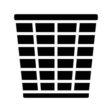 Metal çöp kutusu simge vektör çizim 