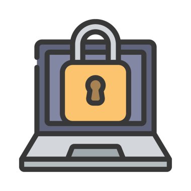 Laptop Kilit simgesi, vektör illüstrasyonu 