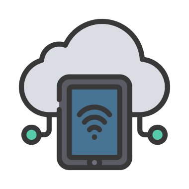 Bulut Hesaplama Tableti vektör çizimi 