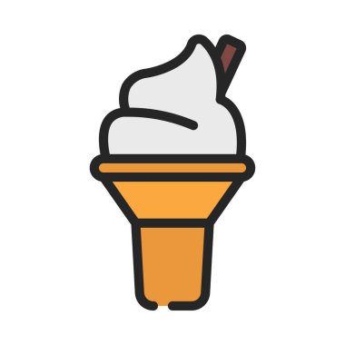 Çırpılmış Dondurma yassı simgesi, vektör illüstrasyonu