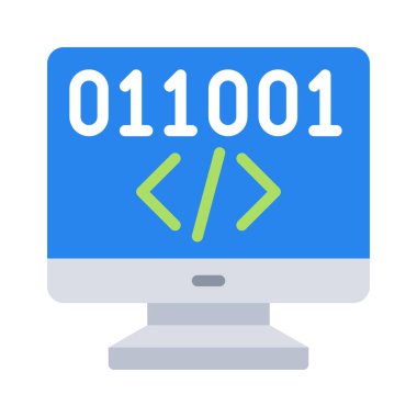 bilgisayar kodlama simgesi, vektör illüstrasyonu 