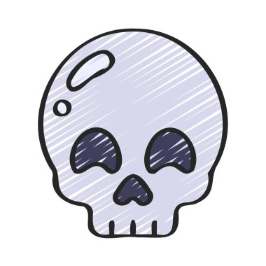 karikatür karalama kafatası, vektör çizimi 