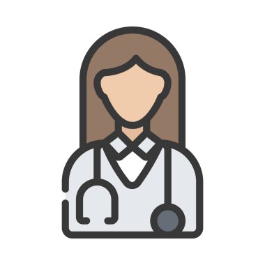 Kadın Doktor Web simgesi vektör illüstrasyonu