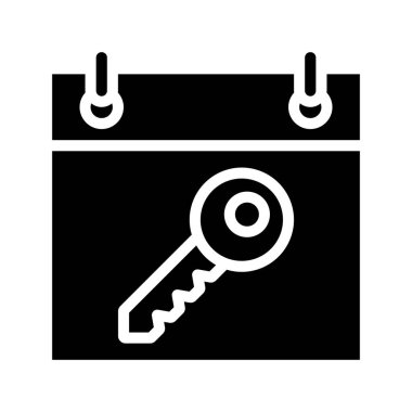 Takvim simgesi, vektör illüstrasyonunda anahtar 
