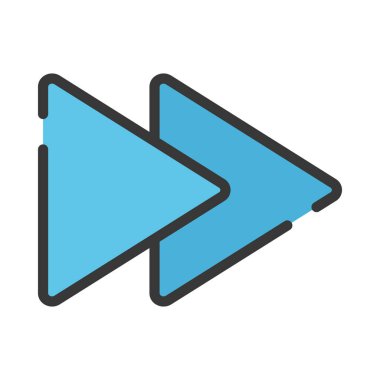 Beyaz arkaplanda izole edilmiş web tasarımı için hızlı ileri vektör simgesi