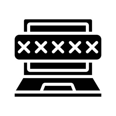 Laptop Parola simgesi, vektör illüstrasyonu 