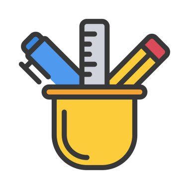 Okul Tedariği Web simgesi vektör illüstrasyonu 