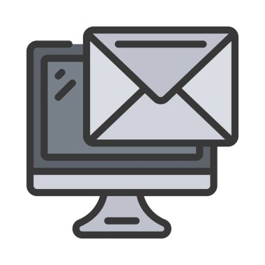 Bilgisayar ekranındaki e- posta simgesi, vektör illüstrasyonu