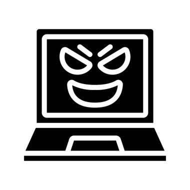Şeytani Laptop simgesi, vektör illüstrasyonu 