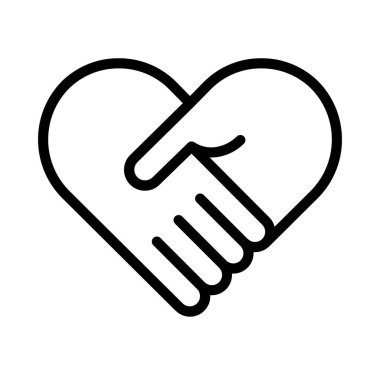  Heart Hand Shake ikonu. düz vektör illüstrasyonu.