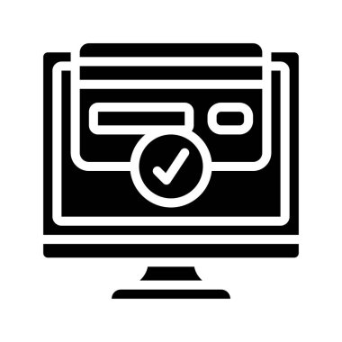 Bilgisayar Kabul Edilmiş Ödeme simgesi, vektör illüstrasyonu  