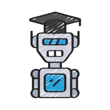 Robot Öğrenci Web simgesi vektör illüstrasyonu