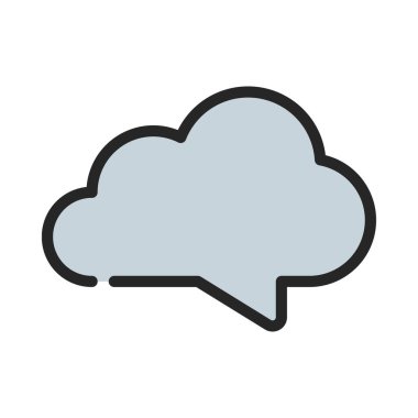 Bulut İleti Simgesi, Vektör İllüstrasyonu    