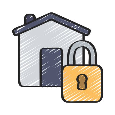 asma kilit vektör illüstrasyon tasarımlı ev güvenliği