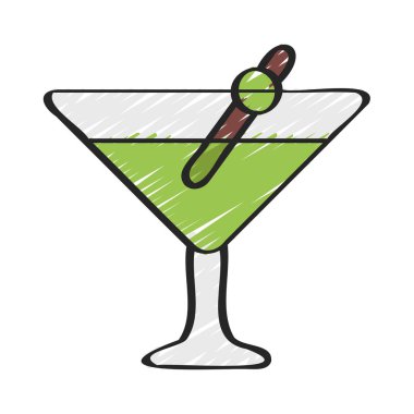 Kokteyl Martini ikonu vektör çizimi tasarımı